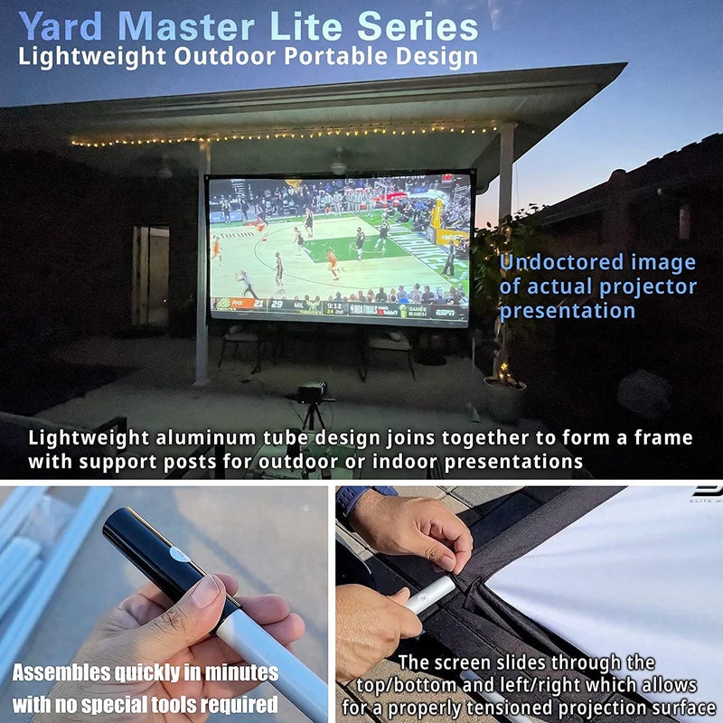 Elite Screens شاشة بروجكتور خارجية قابلة للطي من إلت سكرينز يارد ماستر لايت، 125 بوصة، 16:9، مزدوجة الجوانب، خالية من التجاعيد، شاشة عرض أفلام داخلية محمولة، | شركة أمريكية ضمان لمدة عامين، OMS125HLITE - Image 5